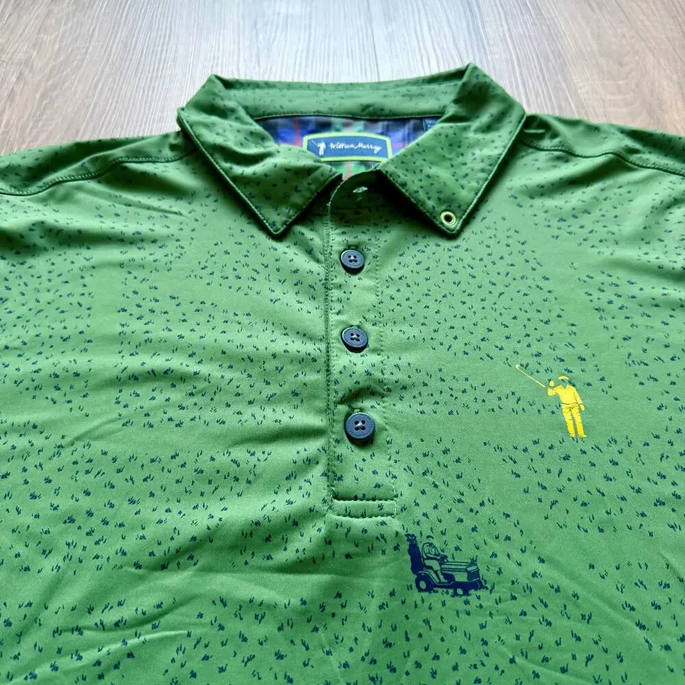William Murray Just A Trim Polo Mens Medium Green‎ Golfing Polo